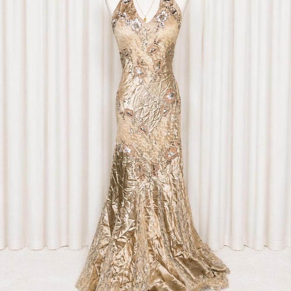 Vintage Sue Wong Nocturne Silk Beaded Mermaid Gown
